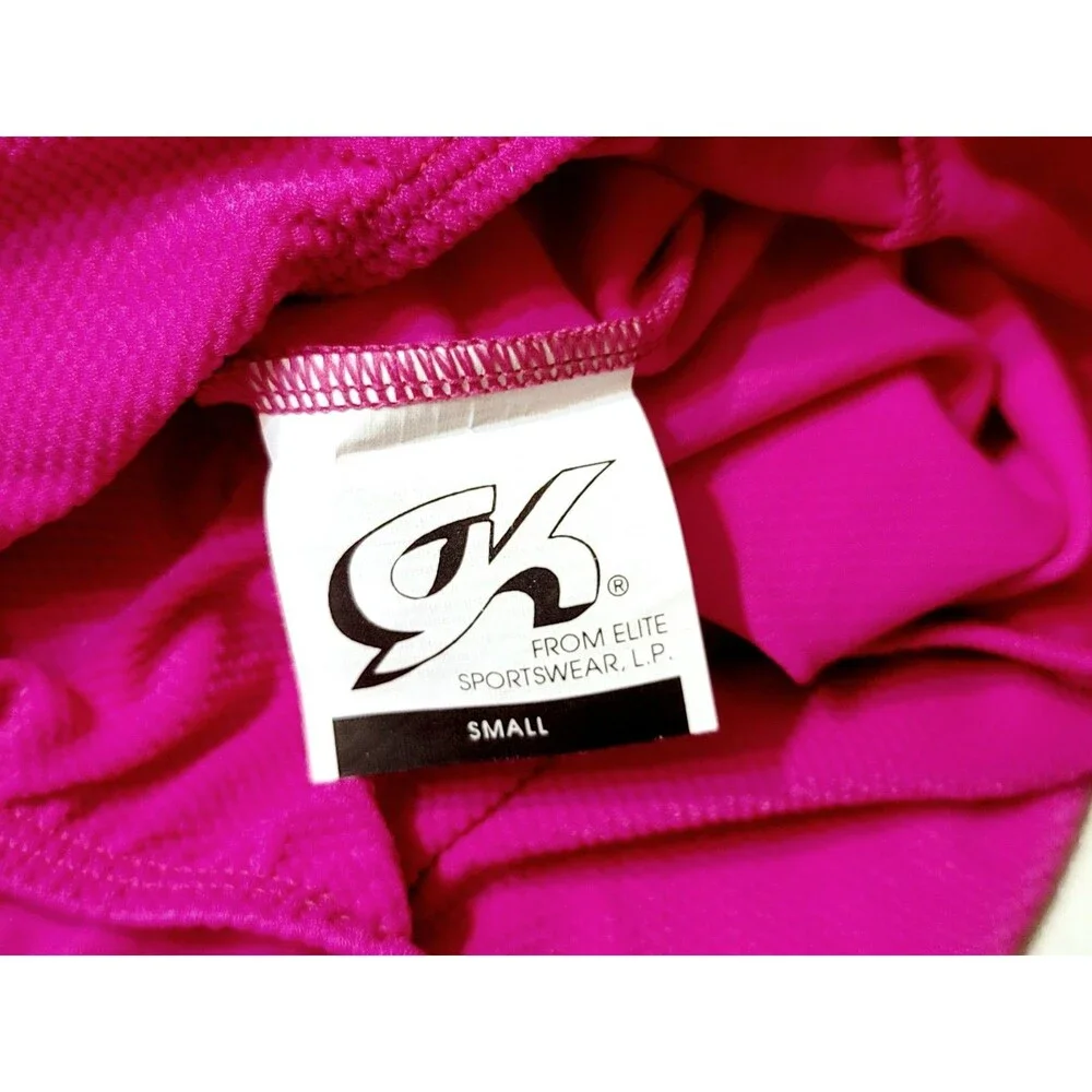 GK Elite VTG 90s AS Bright Pink Waffle Leotard Stretch Long Sleeve NWT Adult S